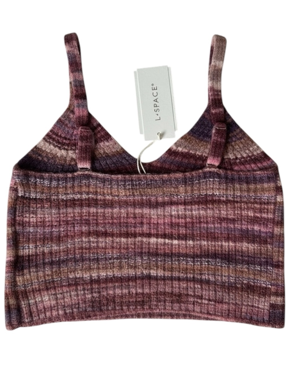 L*Space Demi Crop Tank Top Sundown Space Dye Knit NWT Medium Strappy Scoop VNeck - Picture 6 of 11